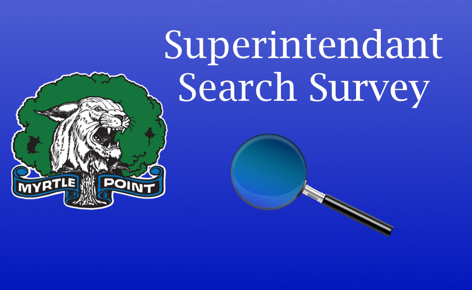 Superintendent Search Survey with image of school logo and image of magnifying glass