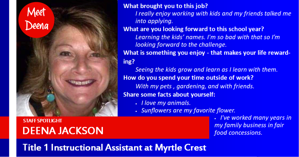 Deena Jackson, Instructional Assistant at Myrtle Crest